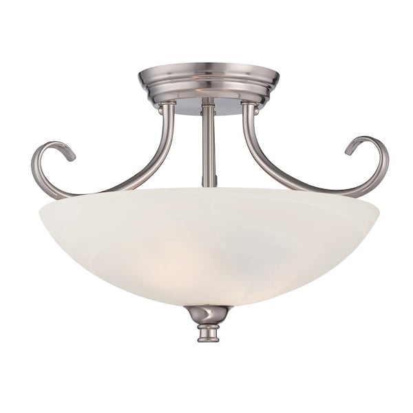 Designers Fountain Kendall 15.5in 2-Light Satin Platinum Transitional Ceiling Light Semi Flush Mount Light 85111-SP - main